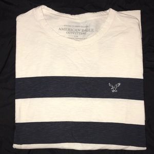 American Eagle Long-sleeve Navy and White T-shirt